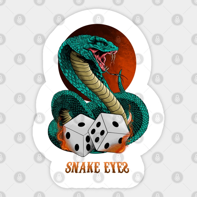 SNAKE EYES DICE Sticker by AWANG ART STUDIO